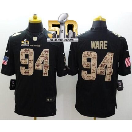Nike Broncos #94 DeMarcus Ware Black Super Bowl 50 Men's Stitched NFL Limited Salute to Service Jersey