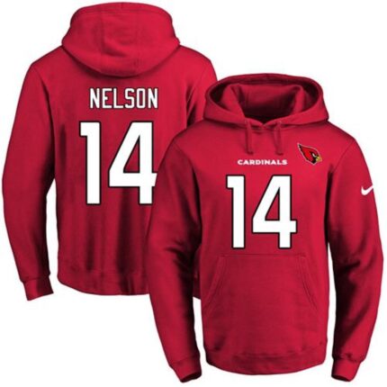 Nike Cardinals #14 J.J. Nelson Red Name & Number Pullover NFL Hoodie