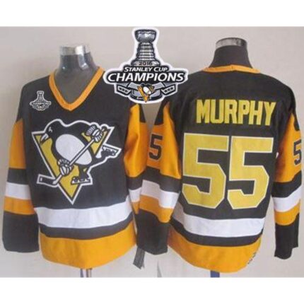 Penguins #55 Larry Murphy Black CCM Throwback 2016 Stanley Cup Champions Stitched NHL Jersey