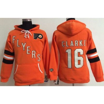 Philadelphia Flyers #16 Bobby Clarke Orange Women's Old Time Heidi NHL Hoodie