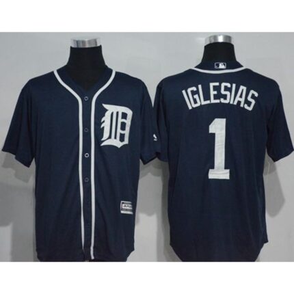 Tigers #1 Jose iglesias Navy Blue New Cool Base Stitched MLB Jersey