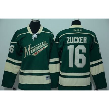 Wild #16 Jason Zucker Green Stitched Youth NHL Jersey