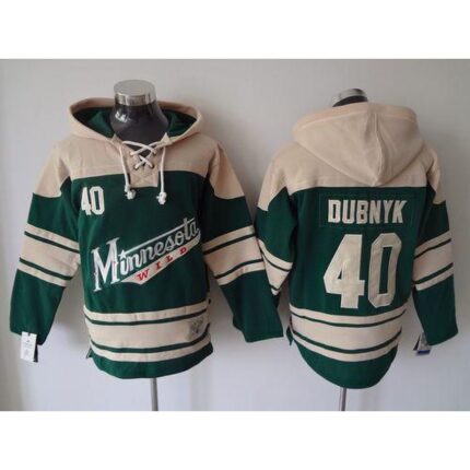 Wild #40 Devan Dubnyk Green Sawyer Hooded Sweatshirt Stitched NHL Jersey