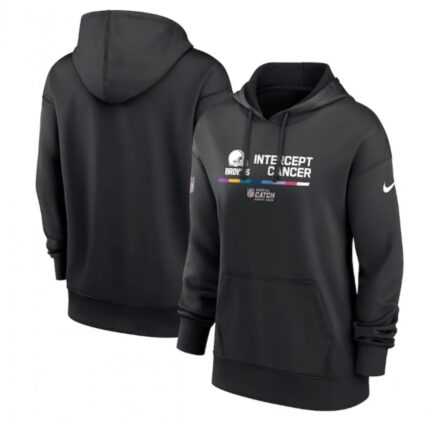 Women's Cleveland Browns 2022 Black NFL Crucial Catch Therma Performance Pullover Hoodie(Run Small)