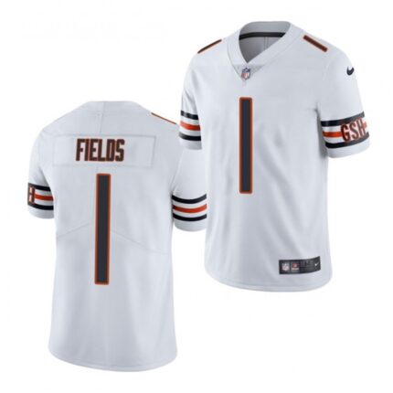 Youth Chicago Bears #1 Justin Fields White 2021 NFL Draft Vapor Untouchable Limited Stitched Jersey