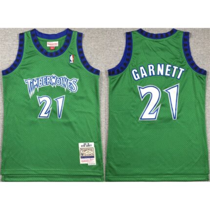 Youth Minnesota Timberwolves #21 Kevin Garnett Green Stitched Jersey