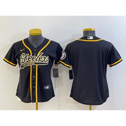 Youth Pittsburgh Steelers Blank Black With Patch Cool Base Stitched Baseball Jersey