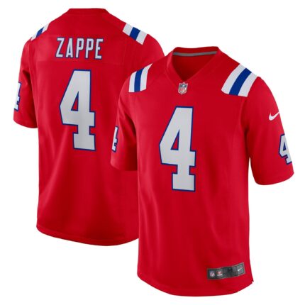 Bailey Zappe New England Patriots Nike Alternate Game Jersey - Red