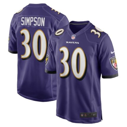 Trenton Simpson Baltimore Ravens Nike Game Jersey - Purple