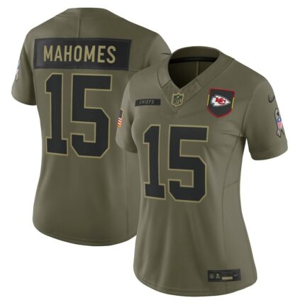 Women's Kansas City Chiefs Patrick Mahomes Nike Olive 2025 Salute to Service Limited Jersey